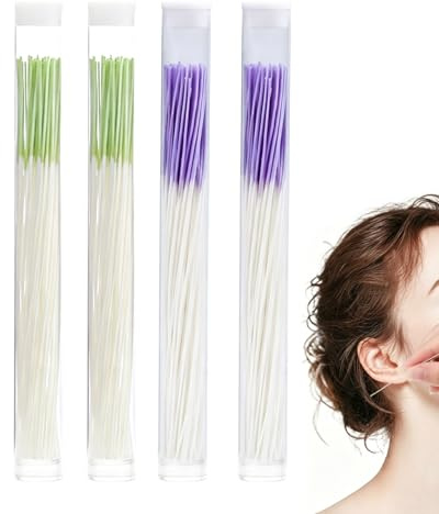 EYVRPAU fil de nettoyage pour trous de boucles d'oreilles et piercings, Lot de 4 (2 couleurs). Élimine odeurs, prévient bouchons. Hygiène optimale peaux sensibles.