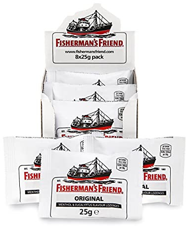 Fisherman's Friend Original Extra Strong Menthol & Eucalyptus Lozenges, Pack of 8 (25 g)