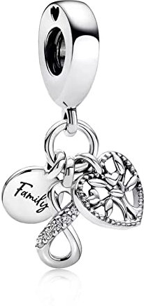 RMMY Charm Anhänger Family Infinity Triple CharmAnhänger 925 Sterling Silver Pendant Dangle Beads für Europäische Armbänder und Halsketten Christmas Gifts for Women