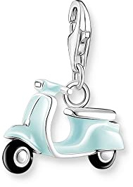 THOMAS SABO Charm-Anhänger türkiser Motorroller Silber 925 Sterlingsilber, Kaltemail