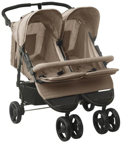 vidaXL syskonvagn taupe stål