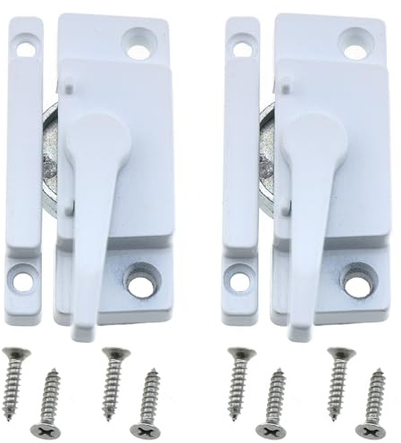 LUORNG 2PCS Cam Type Sash Lock Metal Crescent Lock White Sliding Window Lock with Screws Suitable for Vertical and Horizontal Sliding Window