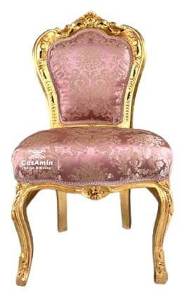 Silla de acento en color rosa brillante francés barroco rococó silla de estilo antiguo comedor en acabado dorado para comedor Decoración del hogar