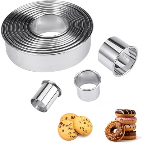 12 Pièces Emporte Pièce Rond en Acier Inoxydable 2.4-11.2cm pour Patisserie - Cercle pour Beignet, Fondant, Biscuit