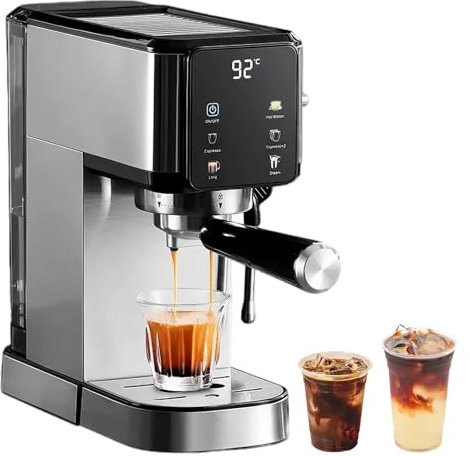 Jenmayt Espresso-Siebträgermaschine,Halbautomatische Espressomaschine,20 Bar,mit schwenkbarer Dampfauslauf,1L Wassertank,1350W,für 1-2 Tassen Espresso,Cappuccino,Latte Macchiato