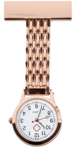OMCGG Nurses Fob Watch, Alloy Quartz Movement Doctor Pocket Watches Easy Read Lapel Pin Watch Glow in The Dark Clip-on Hanging Pendant Brooch for Nurse Doctor (Rose)