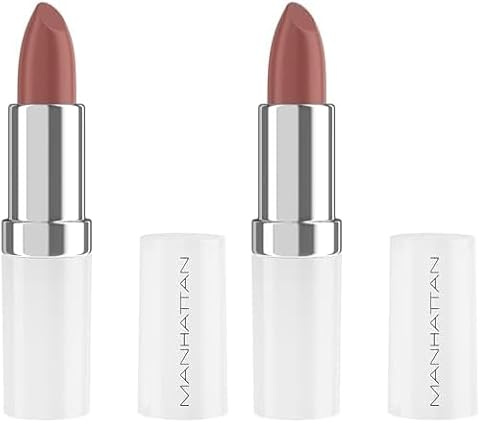 Manhattan Lasting Perfection Satin Lipstick 230 Hip Hazelnut, Lippenstift für intensive, langanhaltende Farbe und feuchtigkeitsspendende Pflege (Packung mit 2)
