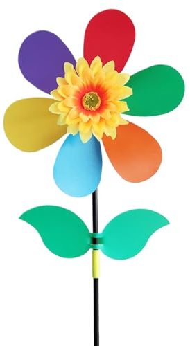 Girouette | Moulinets en Forme de Fleurs - sur Piquet Décoratif Étanche Toupie pour Porte d'Entrée Extérieur
