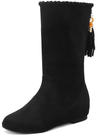 Klarmar Donna Suede Piatto Scarpe Boot Senza Chiusura Stivali Corti Chukka Stivaletti Retrò Riding Nero Numero 43 EU/45