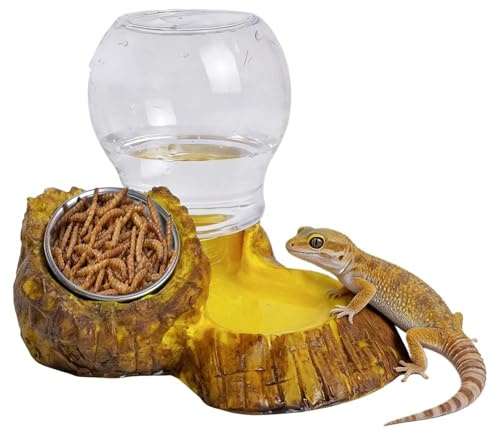 Generico Mangiatoia per Rettili - per Acqua per Cibo A Doppio Scopo, Base Ponderata da 380 G, Inserto in Metallo Rimovibile | Forniture Affidabili per Recinti per Terrari per Acquario per Animali,