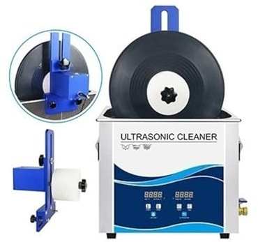Ultraljudsrengöring, Ultraljudsrengöringsmaskin, Digital Cleaner Vinylskiva CD Lp 6,5L Tank 180W Legeringsfäste Lyftanordning Med Motor för rengöring av smycken(Blue)