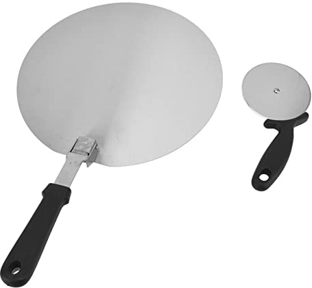 Aramox Cáscara de Pizza, Cortador de Pizza de Acero Inoxidable y Espátula para con Plegable, Cáscara de de Metal Grande para Cocina, Restaurante, Horneado de en Casa (Talla grande)