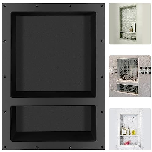 Suteck Shower Niche, 25 x 17 3.8 Outer Size, Actual Size 14 + 16.5(Big Grid) 14+ 6 (Small Grid) Tile Ready Recessed Shower Shelf Bathroom Niche Box for Organization