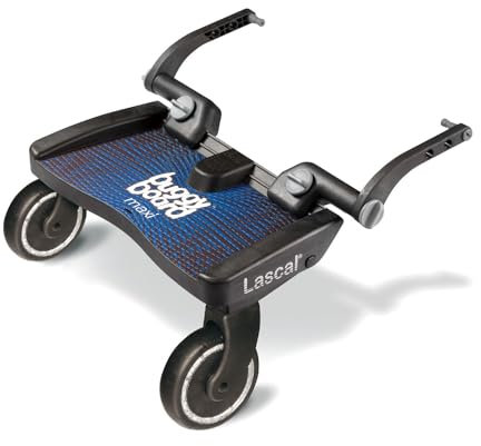 Lascal BuggyBoard Maxi, Kinderbuggy Trittbrett mit großer Stehfläche, Kinderwagen Zubehör für Kinder von 2-6 Jahren (22 kg), kompatibel mit fast jedem Buggy und Kinderwagen, blau