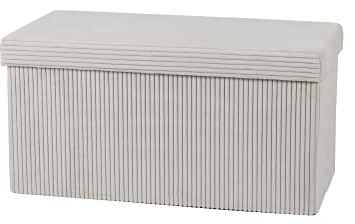 Large Ottoman Foldaway Storage Blanket Toy Box Bench Corduroy Pouffe Footstool Ottoman (White, 76cm x 38cm)