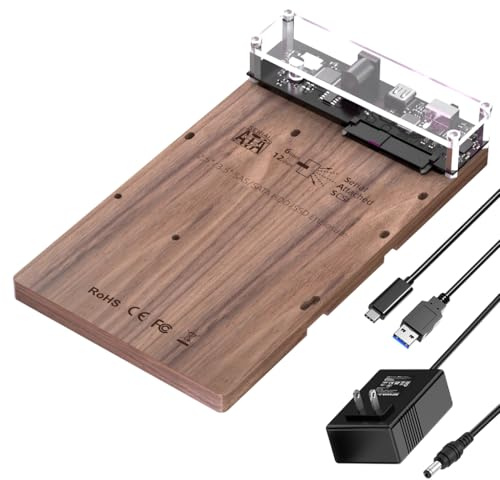 FEIFANZHE Walnut USB3.0 to SAS SATA 2.5 or 3.5 inch SSD/HDD External Hard Drive Docking Station Adapter Enclosure Transfer line for RPM SAS 6/12Gbps Enterprise Hard-FSASM2