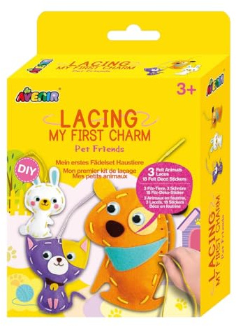 Avenir 6301797, Nähset Haustiere, Bastelset für Kinder ab 3 Jahren, Kreativ-Kit, Anfänger, Nähen Lernen, Mittel