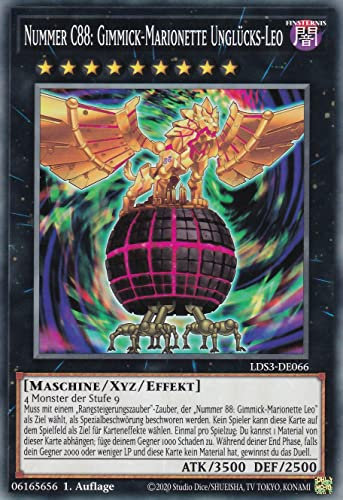 TCG LDS3-DE066 - Nummer C88: Gimmick-Marionette Unglücks-Leo - Common - Deutsch - 1. Auflage - im Set mit Ultrapro Toploader - Yugioh