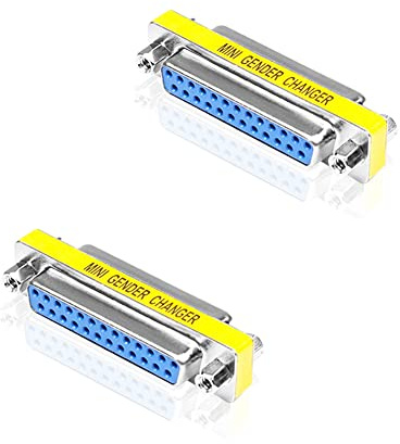 iYueMps 2 Pack DB25 Gender Changer DB25 Coupler D-SUB 25Pin Female to Female Connector RS232 25 Pin Data Transfer Port Adapter