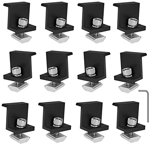 12 Stück Solar Endklemmen 30MM Schwarz, Solarmodul Halterung Mittelklemmen, Modulklemmen, PV Halterungen Solar Befestigung, Photovoltaik Montageschiene für Dach- & Bodenhalterungen Solarmodule