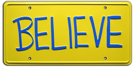 Celebrity Machines | Jason Sudeikis | Believe | Vanity Plate, Stamped Aluminum, Metal Decorative Tag, Corrosion Resistant, Quality Novelty Sign, Wall Decoration, Wall Hanging