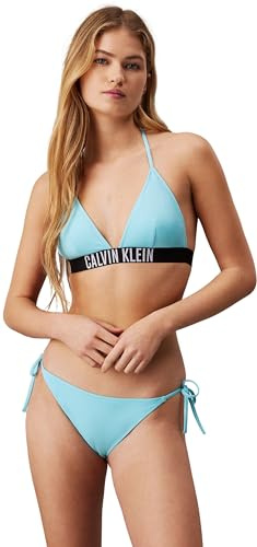 Calvin Klein Damen Bikini Oberteil Triangel Triangle Nylon Vorgeformte Körbchen, Blau (Blue Punch), L