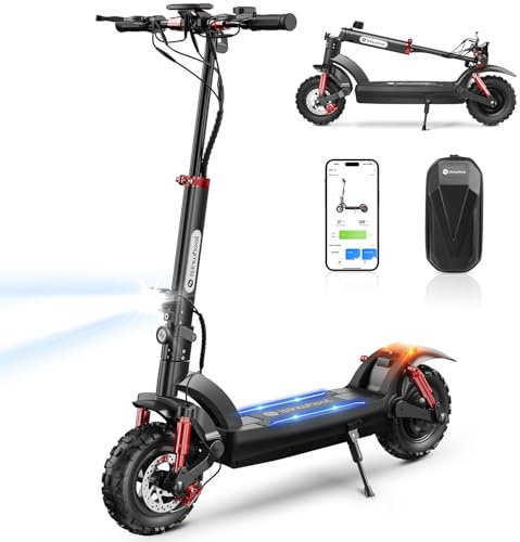 isinwheel GT2 Trottinette Électrique Tout Terrain Adulte 1200W,Autonomie 60 km,Batterie 48V 15Ah,Pneus 11 Pouces Off-Road,Double Suspension,Double Frein,Application,Sac de Rangement,Charge 150 kg