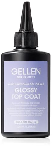 GELLEN 100ml No Wipe Gel Top Coat, High Gloss Long Lasting Clear Color Gel Top Coat U V Light Cured Soak off High Capacity for Salon
