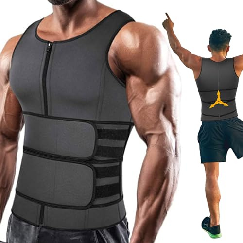 Gilet amincissant pour homme, gilet gainant pour homme avec double ceinture de sudation, gilet d'entraînement confortable, débardeur d'entraînement pour homme, chemise amincissante pour la maison, les