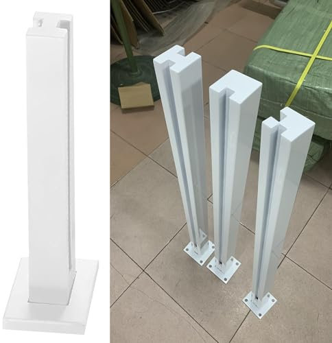 Garde Corps Verre Poteau Carré de Garde-corps en Verre Blanc 50 à 130 cm, Acier Inoxydable 304 Bride en Verre de Balustrade, Poteau de Panneau de Verre Résistant, Main Courante ( Color : White-Mid Pos
