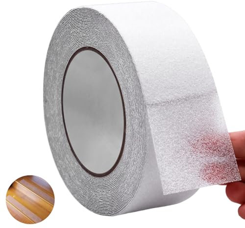 FUSONGQINTANG Nastro Adesivo Antiscivolo 5cm × 10m, Trasparente Strisce Antiscivolo per Scale, Antiscivolo Sicurezza per Interni ed Esterni Gradini, Bagno, Rampe