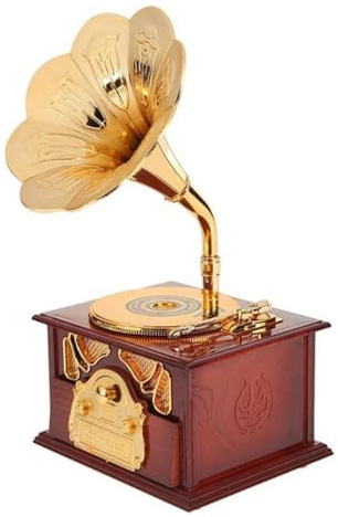 Corkwaw Gramophone music box, classical trumpet gramophone cosmetic box and jewelry box home decoration(Red (Red)