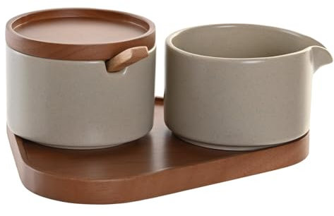 AZUCARERO SET 2 RUBBERWOOD 19,5X18,5X7 LECHERA