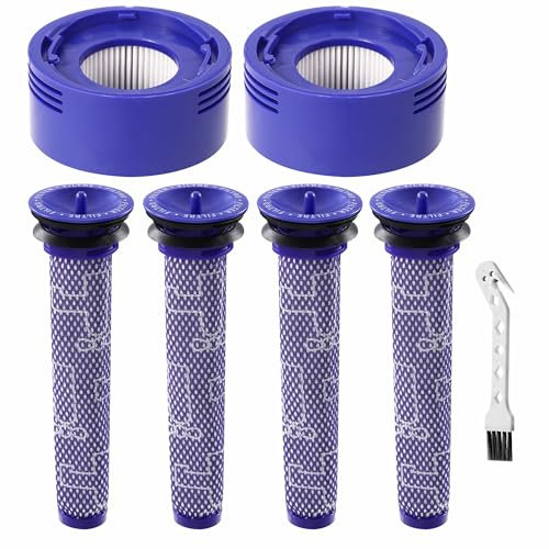 6 stück v7 v8 Filter für Dyson,2 HEPA-Nachfilter, 4Vorfilter, 1 Bürste,für Dyson V8 V7 Animal Absolute Akku Staubsauger,Ersatzteile Filter Zubehör set #965661-01&967478-01