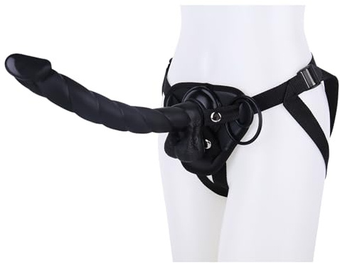 HGDTYRI Consolador con correa de silicona de 32 cm for mujer, consolador anal extra largo con ventosa fuerte, consoladores con correa extraíbles for hombres y parejas.(B Black)