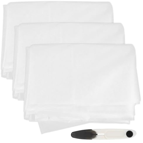 3 PCS Interfacing for Sewing Iron on, 2m x 1m Iron on Interfacing, Single Sided Fusible Fleece with Scissors for Ironing Creases, Sewing, Handicrafts, Reinforcing Clothing, White