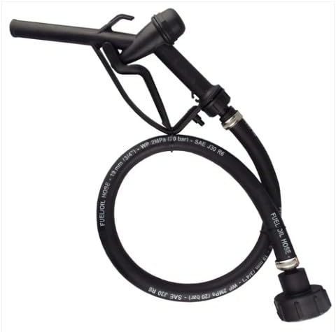 Fuel Gun with 3/4 Rubber Hose (2m) & IBC Tank Adaptor Set - Diesel Fuel Nozzle, Hose & Connector Kit for Refuelling, Oil & Water Transfer