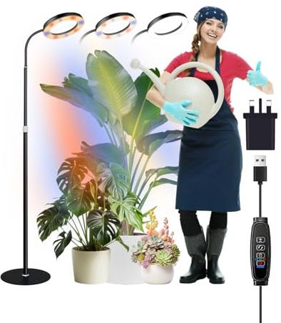 LED Grow Lights for Indoor Plants, Full Spectrum 88 LEDs Floor Plant Light with Stand, Grow Lamp with 3/9/12H Timer, 10 Dimmable Levels,360° Gooseneck,23''~67'' Adjustable Height for Small/Large Plant