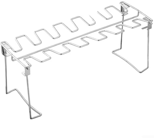 Yhenlovtt Support pliable en acier inoxydable pour cuisses de poulet avec base amovible pour attraper les gouttes, fentes antidérapantes pour une cuisson sûre des ailes et des jambes pour barbecue (A)