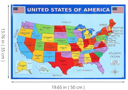 Zerodeko Poster Educativo Mappa Geografica del Mondo in Carta UV Resistente, Set 1 Pezzo per Apprendimento Domestico e Decorazione Camera Ragazzi