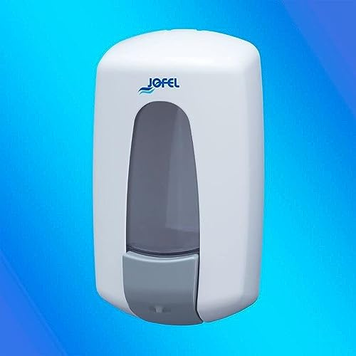 Jabonera con pulsador pared. Dispensador dosificador de jabón en gel Modelo Aitana Jofel. Capacidad 0,9 Lt