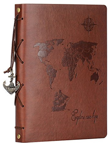 ZEEYUAN Fotoalbum zum Selbstgestalten Weltkarte 60 Seiten Leder Fotobuch mit Fotoecken als Geschenk zum Valentinstag Geburtstag für Mutter Vater Kinder