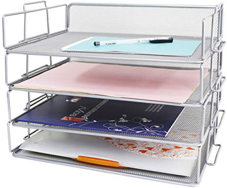 Exerz Drahtgeflecht Papiersortierer 4 Stück Etagen/Schreibtisch Multifunktionaler Organizer/Aktenhalter Briefablage Stapelbar -Büro, Schule