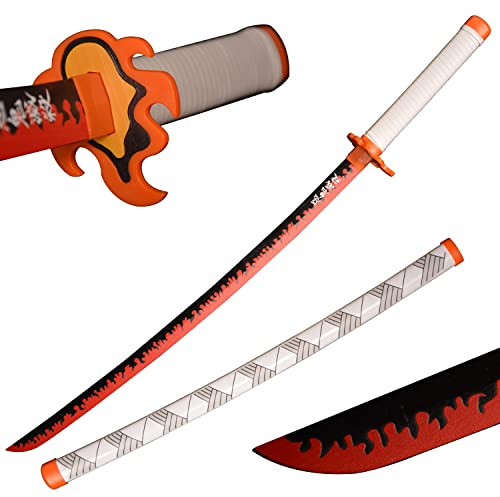 Sword Warrior Spada Demon 104 cm in Legno, Rengoku Kyoujurou, Katana Anime Giapponese, Cosplay