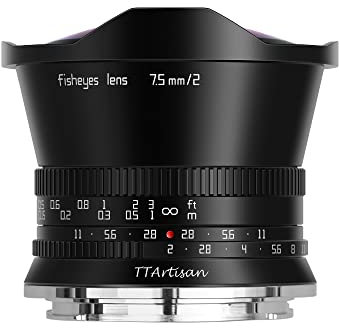 TT Artisan 7,5 mm F2.0 APS-C Fisheye compatibel con Sony E Mount Black Ultra Gran Angular con ángulo de visión de 180 Grados Nero sin Filtro