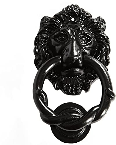 Hammer and Tongs - Lion Head Door Knocker - H150mm - Black