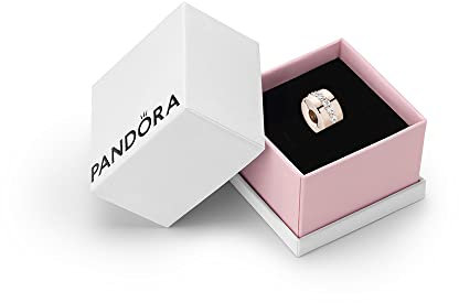 Pandora Timeless Women's 14k Rose Gold-Plated Sparkling Row Spacer Cubic Zirconia Clip Charm for Bracelet, With Gift Box