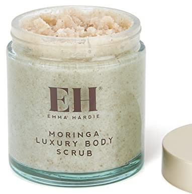 Emma Hardie 350g Moringa Luxury Body Scrub with Himalayan Pink Salt, Moringa and Sweet Almond Oil, Detoxifies and Exfoliates Skin, For All Skin Types, Vegan & Cruelty Free