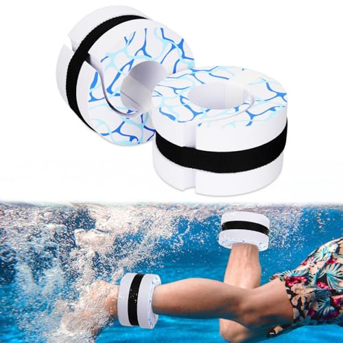 BOOSTEADY Swim Aquatic Cuffs,High-Density EVA Water Aerobics Float Ring Fitness Pool Exercise Weights Set, Water Ankles Arms Belts with Adjustable Float for Swim Fitness Training-Black