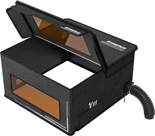 ATOMSTACK FB2 Boîtier pour machine à graver au laser 74*76*42cm avec Ventilation et Tuyau d'Échappement, Couverture de Protection Ignifuge et Anti-Poussière Pliable Réduction des Odeurs et du Bruit